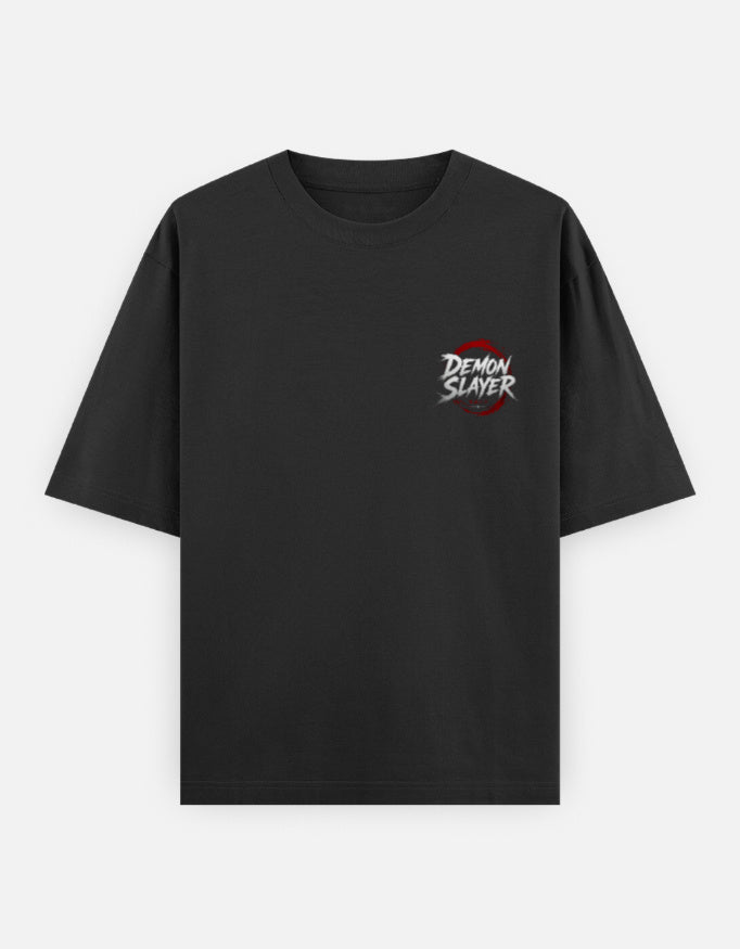 Black t-shirt with 'Demon Slayer' logo on a white background
