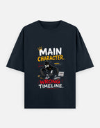Dark Blue t-shirt with graphic design and text on a white background