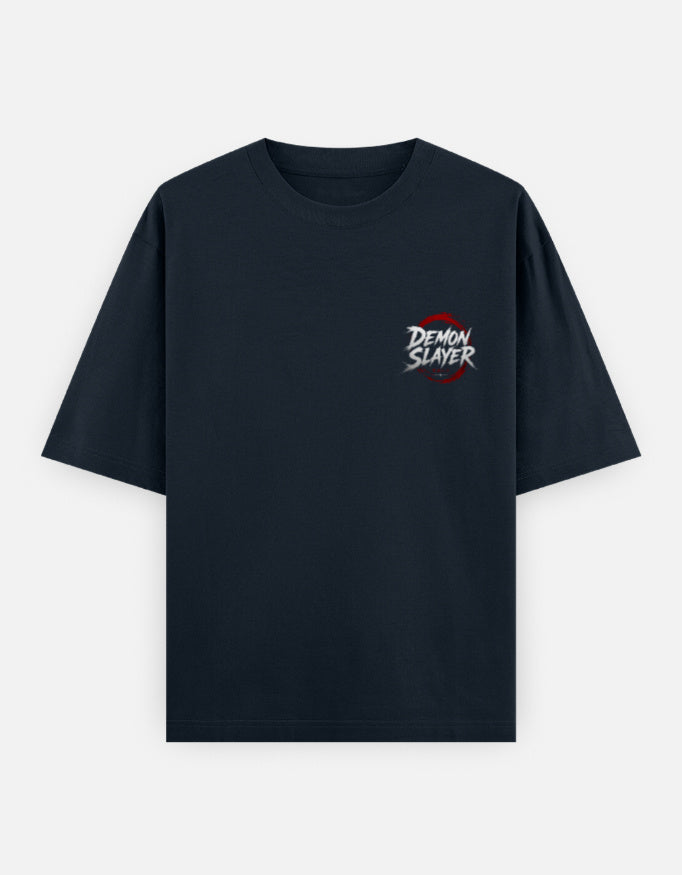 Dark Blue t-shirt with 'Demon Slayer' logo on a white background