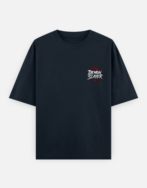 Dark Blue t-shirt with 'Demon Slayer' logo on a white background
