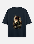 Dark Blue t-shirt with 'OUT WEST' text and green snake design on a white background