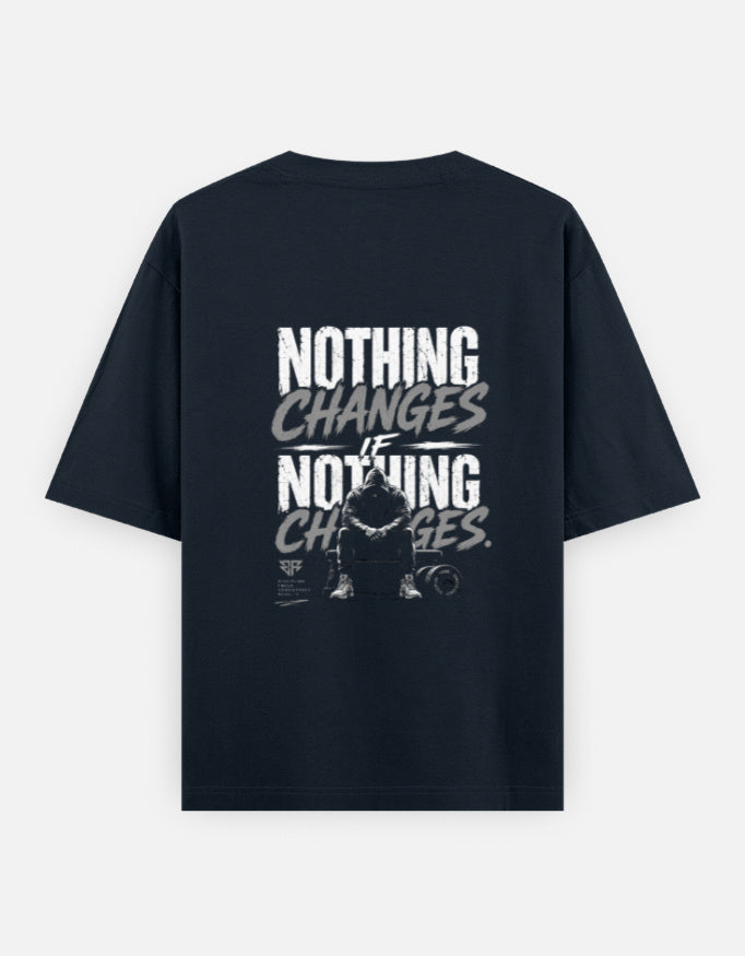 Dark Blue t-shirt with motivational quote on the back against a white background