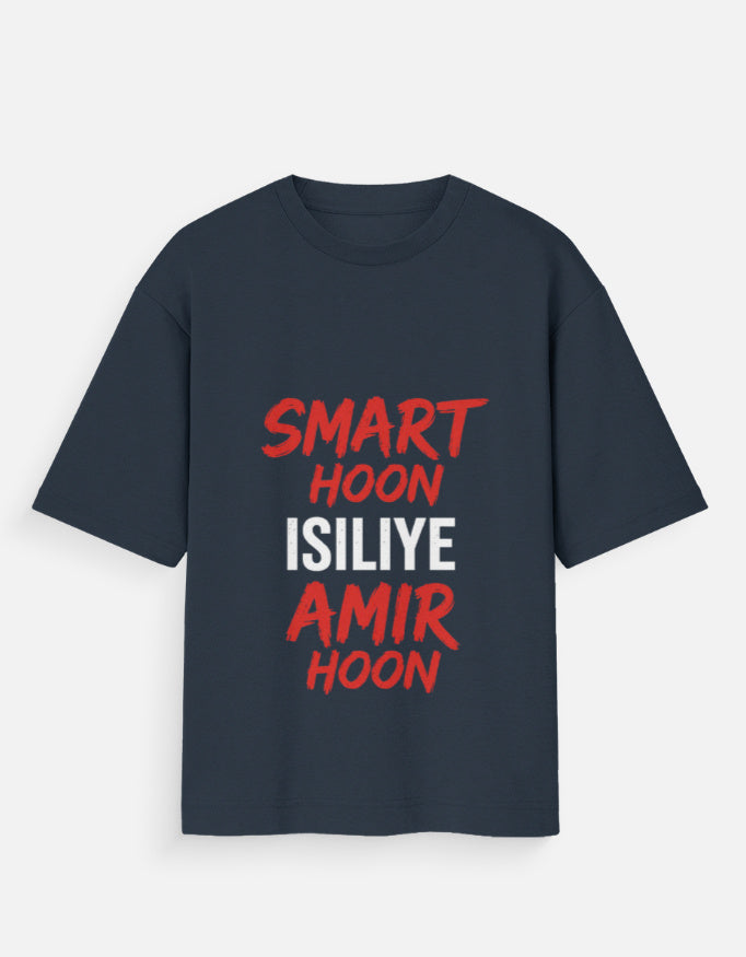 Dark Blue t-shirt with red and white text on a white background