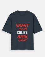 Dark Blue t-shirt with red and white text on a white background