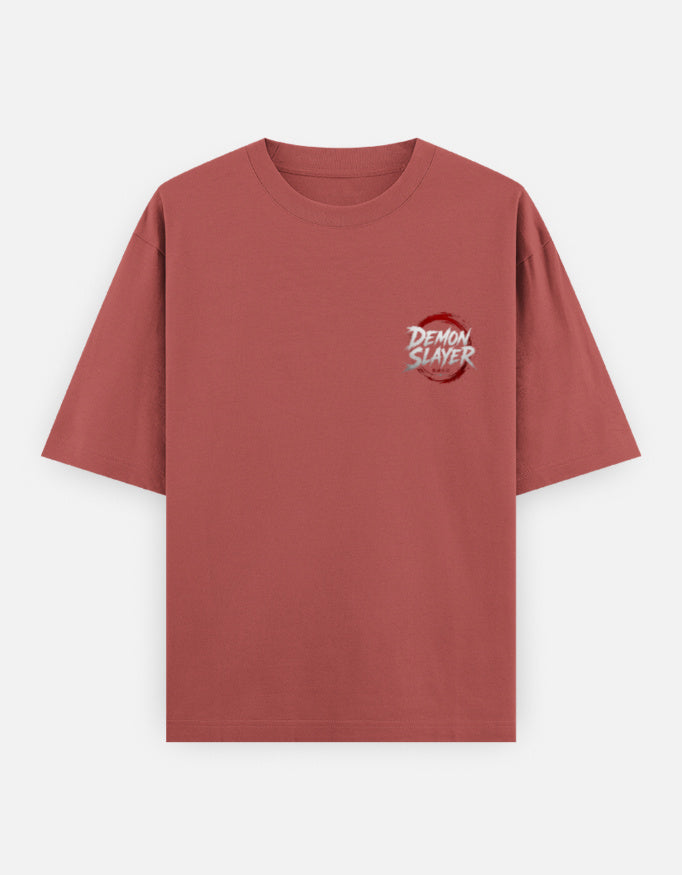 Dark Pink t-shirt with 'Demon Slayer' logo on a white background 