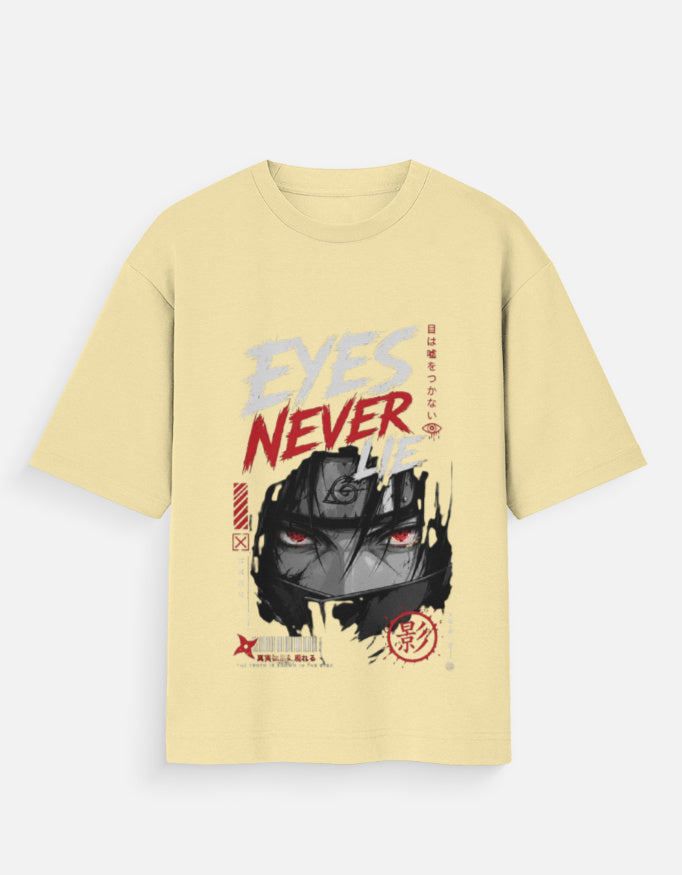 Yellow t-shirt with graphic design and text on a white background
