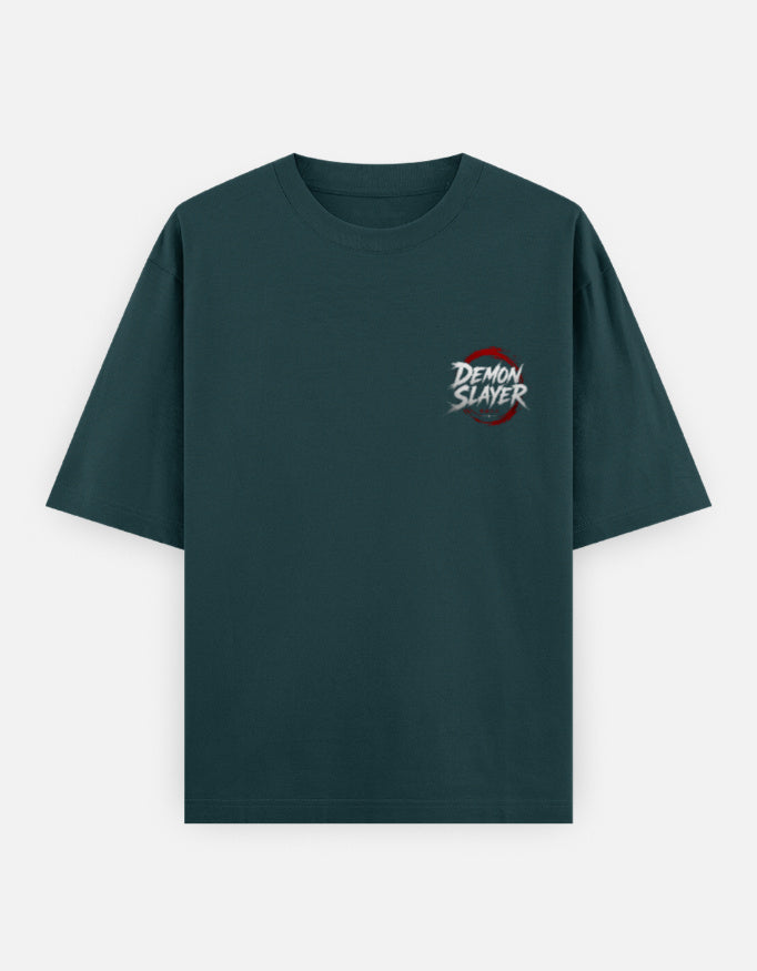 Green t-shirt with 'Demon Slayer' logo on a white background