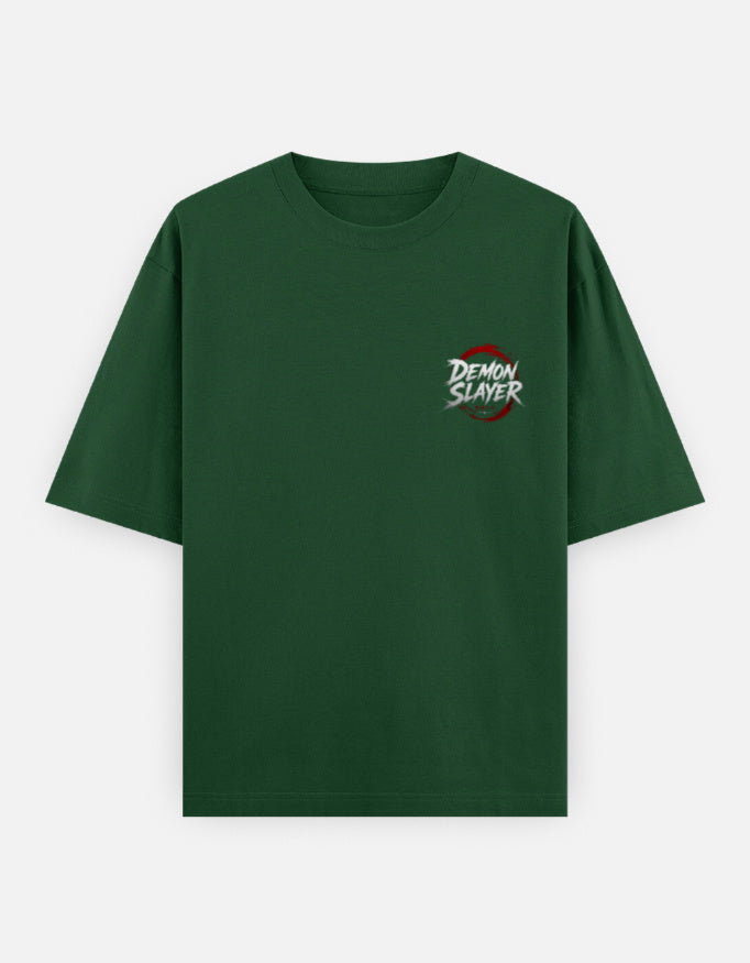 Green t-shirt with 'Demon Slayer' logo on a white background