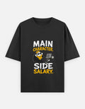 Main Character. Side Salary. Oversized Graphic T-Shirt in Black