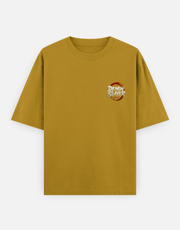 Mustard yellow t-shirt with 'Demon Slayer' logo on a white background