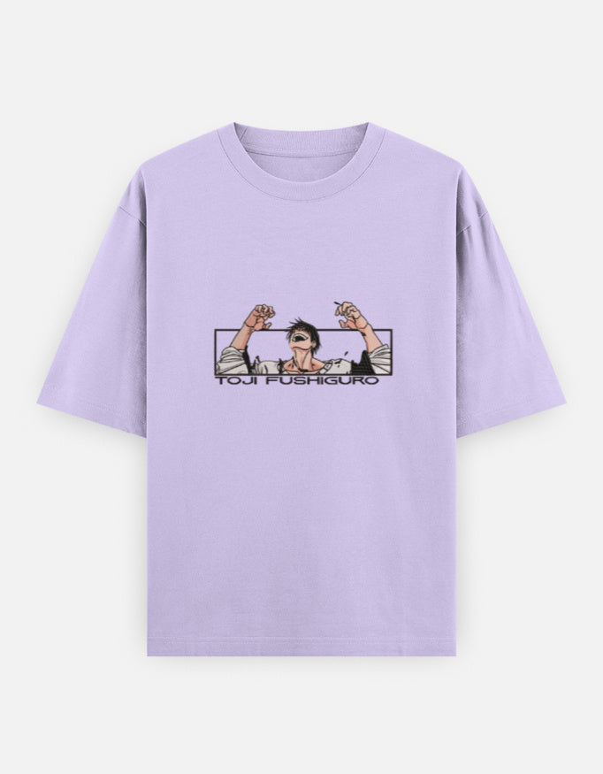 Purple t-shirt with graphic design on a white background