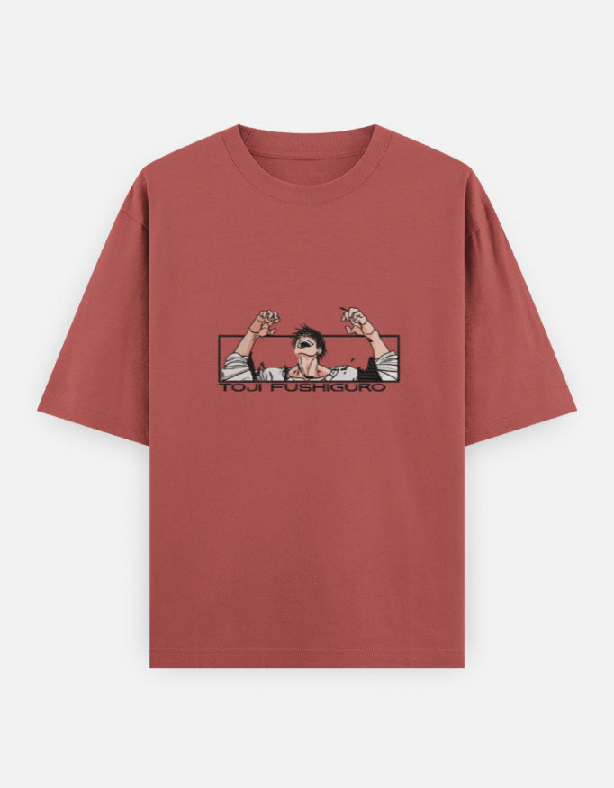 Red t-shirt with a graphic of a mouth on a white background