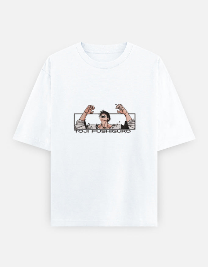 White t-shirt with graphic design on a white background