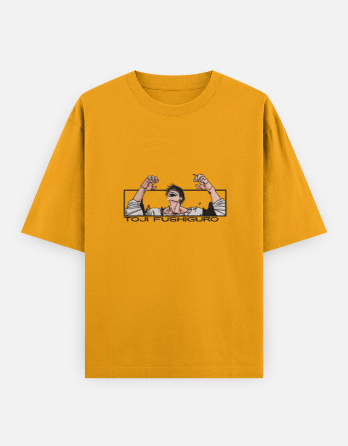 Yellow t-shirt with graphic design on a white background