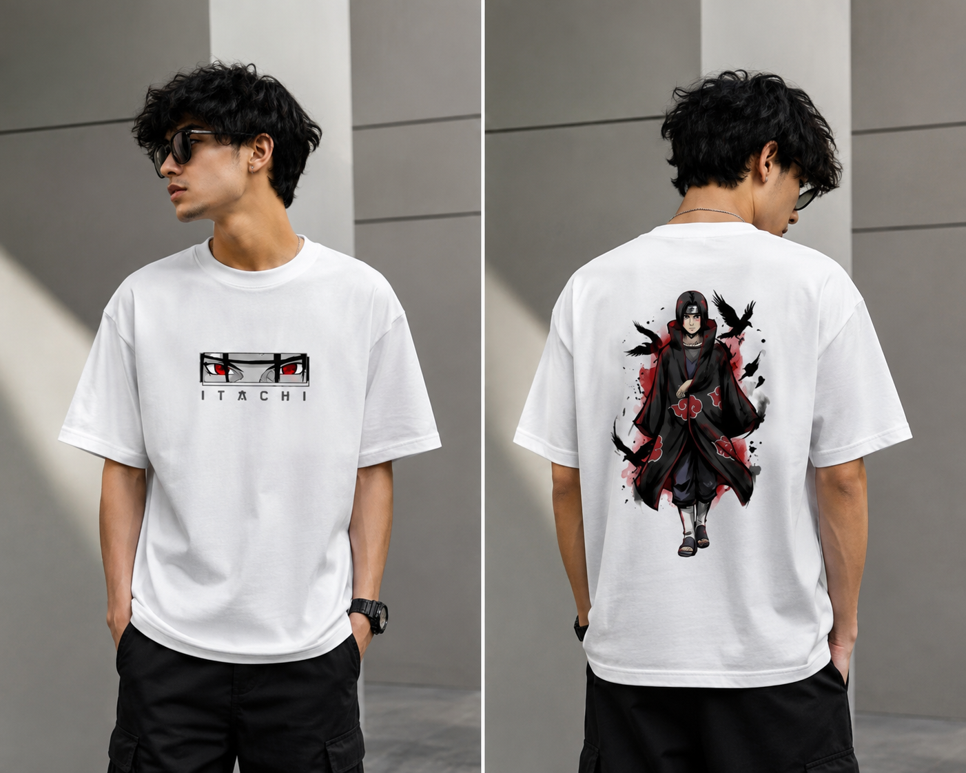 Itachi Uchiha Oversized Anime T-Shirt | Front & Back Print